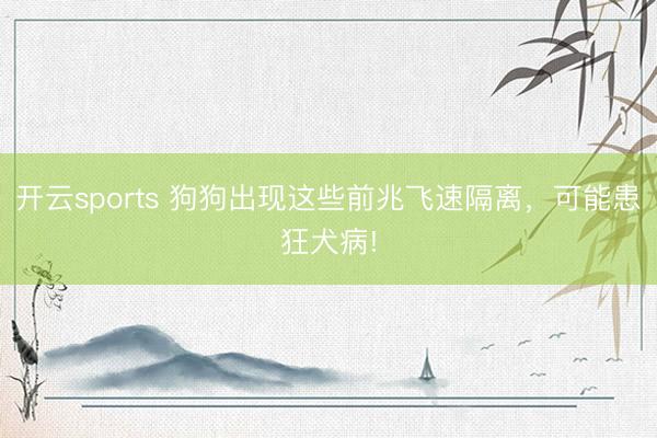 开云sports 狗狗出现这些前兆飞速隔离，可能患狂犬病!