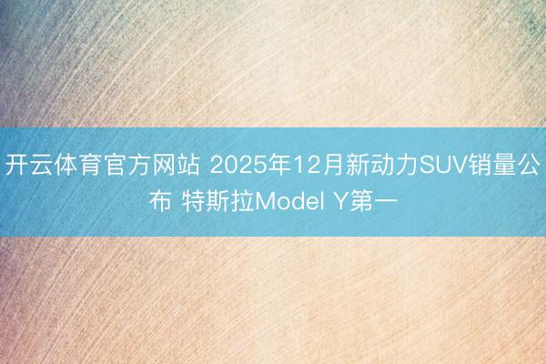 开云体育官方网站 2025年12月新动力SUV销量公布 特斯拉Model Y第一