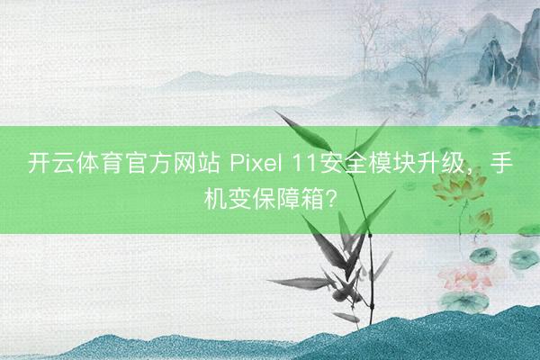 开云体育官方网站 Pixel 11安全模块升级,手机变保障箱?