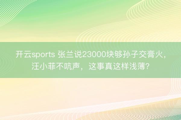 开云sports 张兰说23000块够孙子交膏火，汪小菲不吭声，这事真这样浅薄？