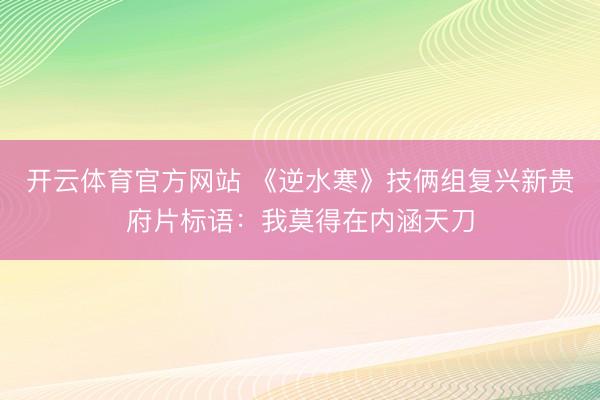 开云体育官方网站 《逆水寒》技俩组复兴新贵府片标语：我莫得在内涵天刀